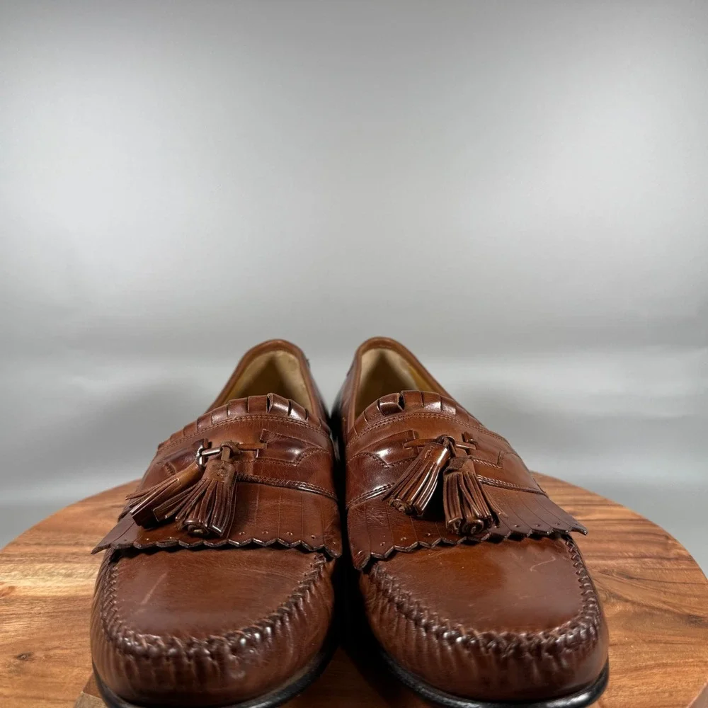 Johnston & Murphy‎ Mens Brown Leather Kiltie Tassel Loafers Size 11 M